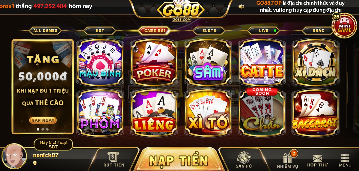 game Tiến lên miền nam Go88 online