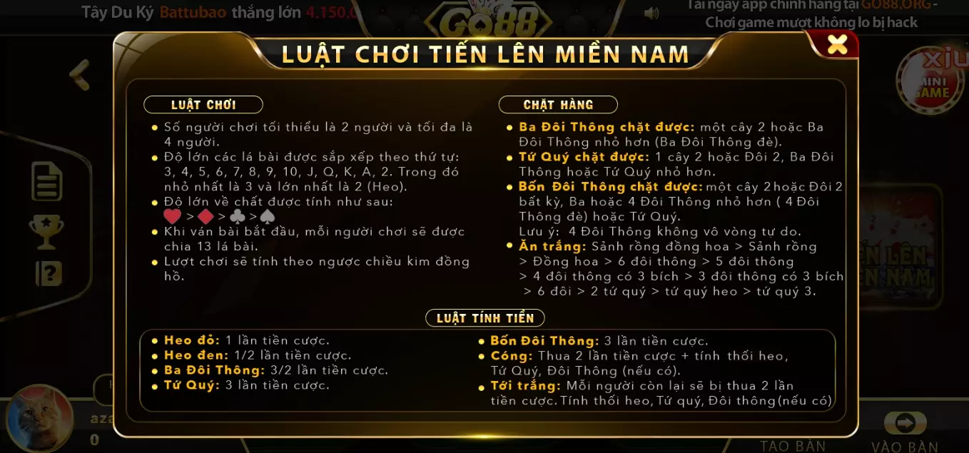 Cách chơi tiến lên miền năm tại link vào Go88 khá đơn giản 