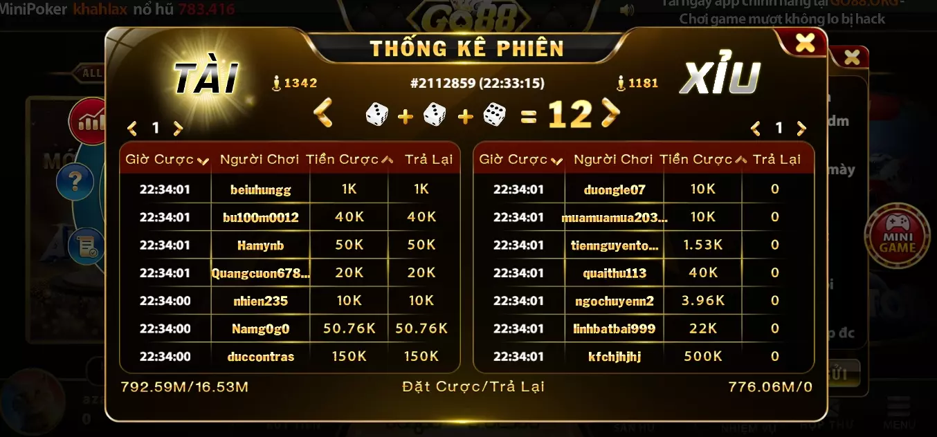 thủ thuật cược Tài xỉu Go 88 chuẩn cho anh em