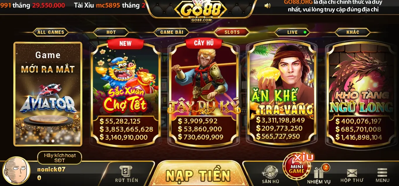 Điều khiển của game slot Ăn khế trả vàng 