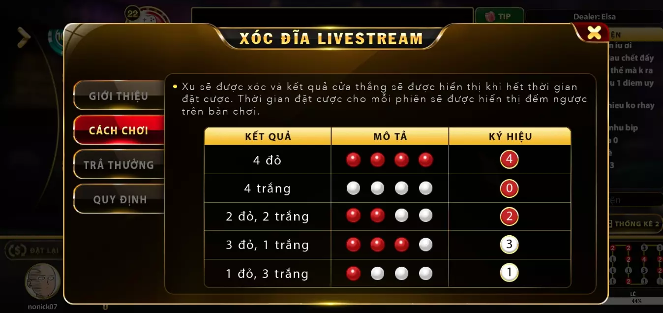 Quy định cược và tính thưởng Xóc đĩa livestream tải Go88