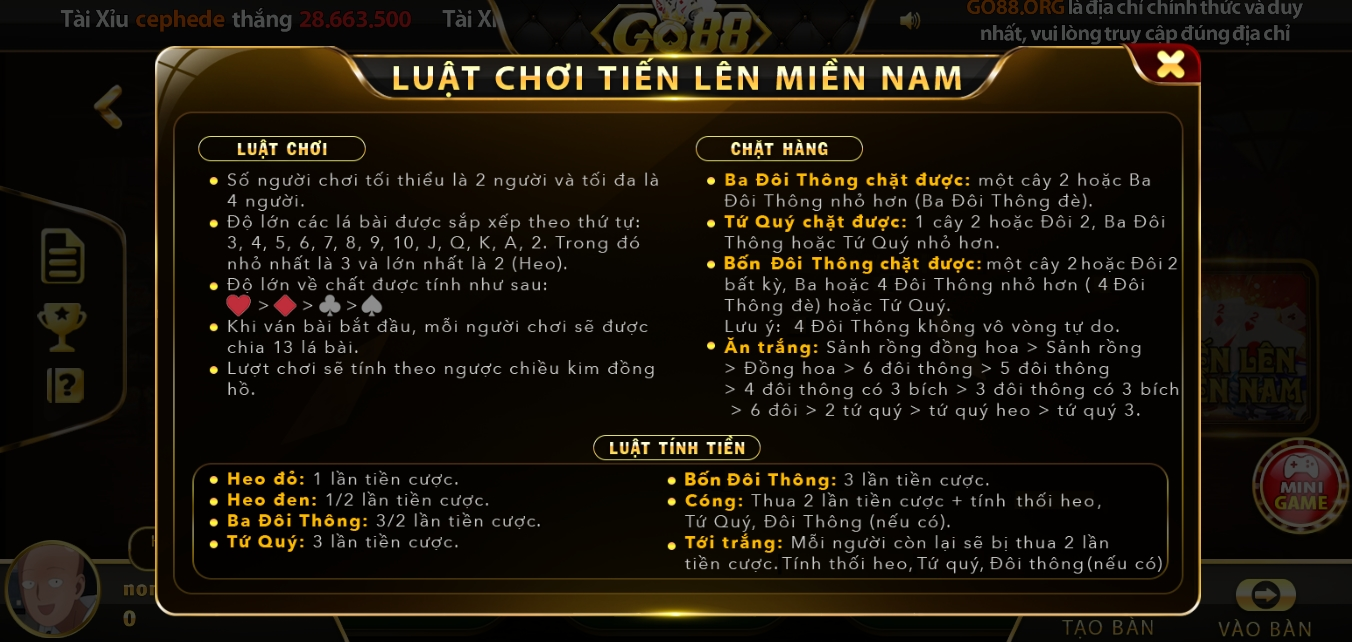 lời khuyên để chơi tiến lên miền nam Go88 hay