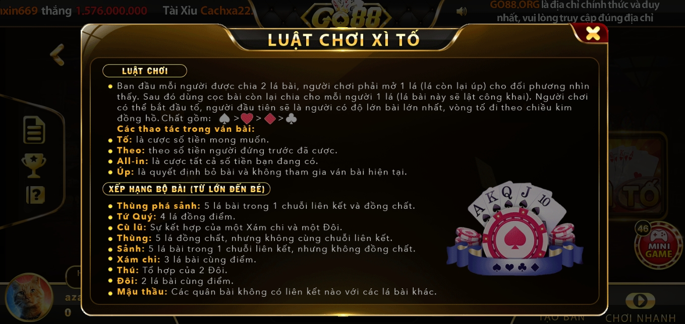 thủ thuật giúp bạn đánh bài xì tố Go88 ios chuẩn 