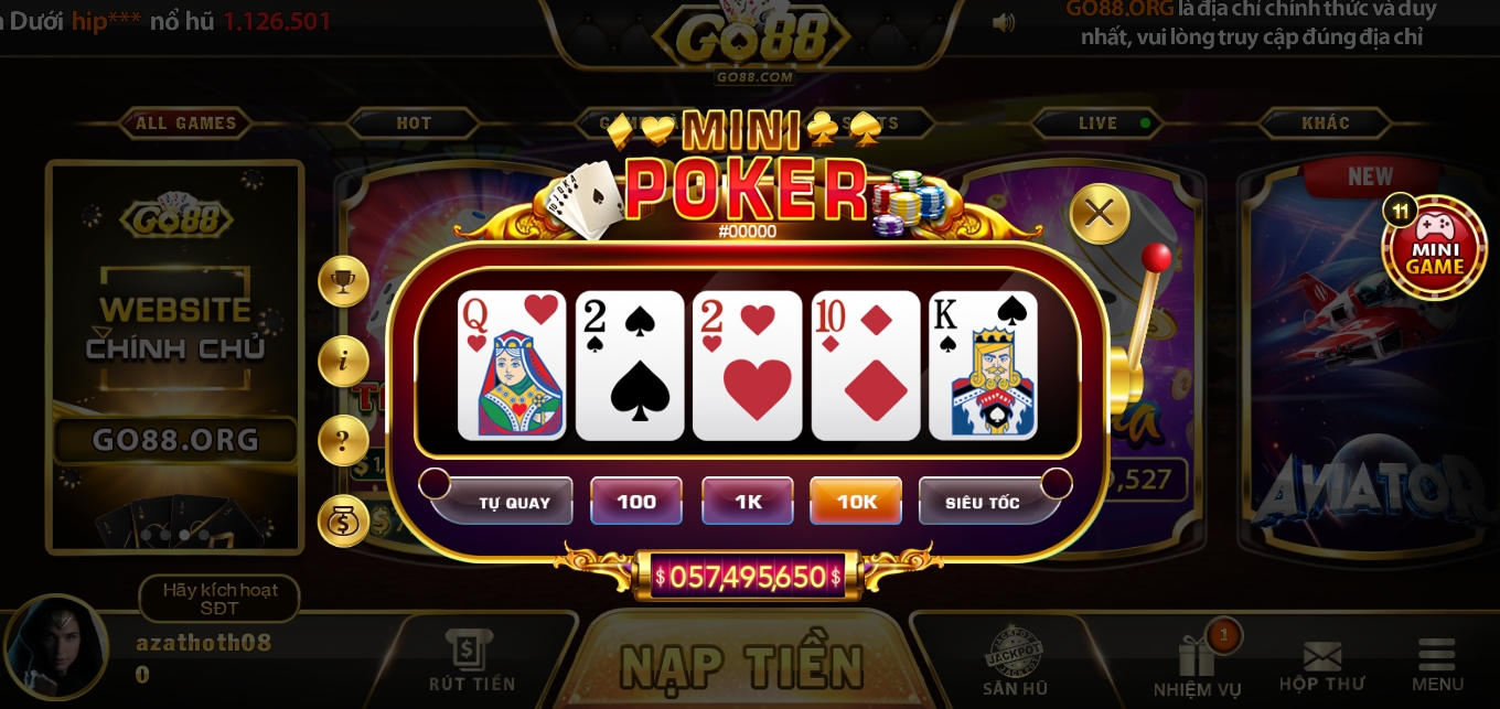 Go88 ios giới thiệu game cá cược Mini Poker 